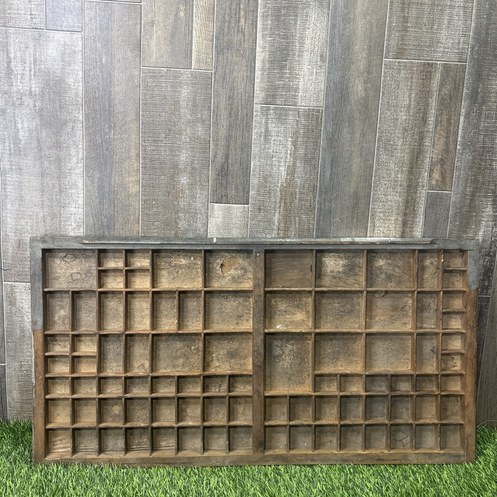 Antique Printers Tray Type Case 86 Compartment 12 Point Letterpress Wood Display